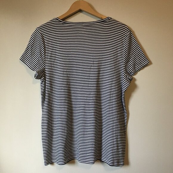 Talbots Pima Cotton Nautical Striped Beaded Starfish Tee - Picture 2 of 15